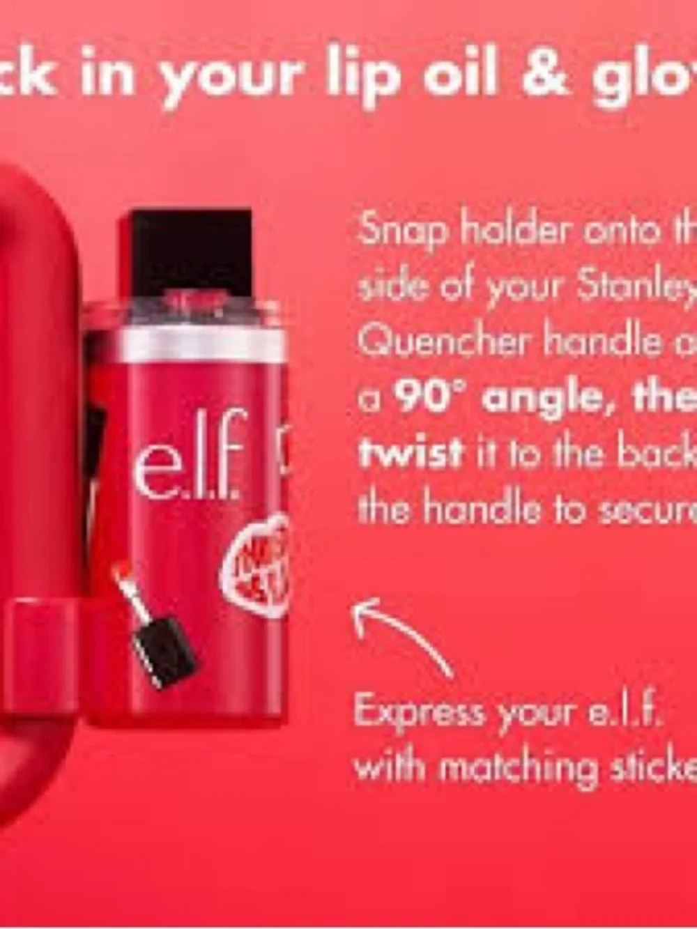 e.l.f. Tumbler Lip Oil Holder - Pink & Red